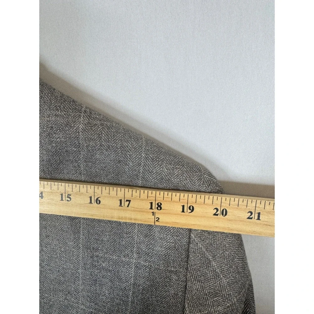 Pronto Uomo Couture Mens 44 Short Brown Windowpane Wool Silk Linen‎ Sport Coat